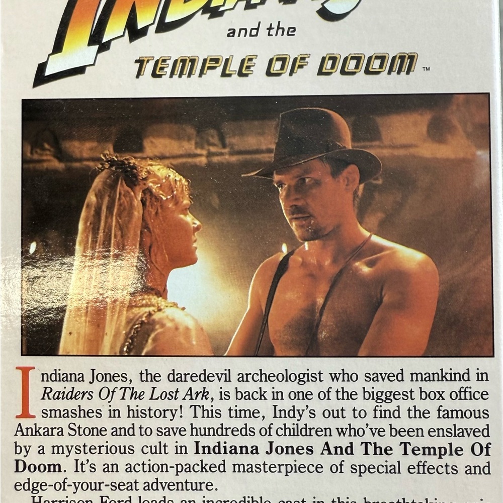 Indiana Jones and the Temple of Doom VHS
